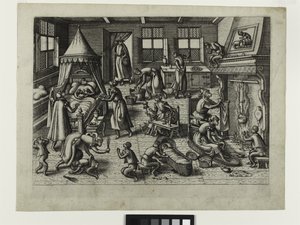 The Nursery (etching) by Pieter van der Borcht