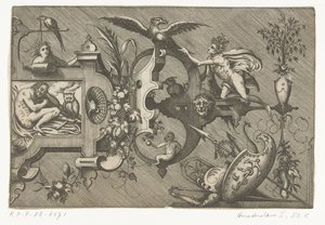 Right Half of a Large Cartouche with a Depiction of the Night by Pieter van der Heyden