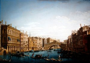 The Grand Canal looking North towards the Rialto bridge by Pietro Bellotti