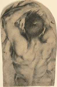 Half-Length Recumbent Male Nude Seen from the Back