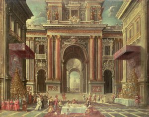 Magnificent Feast in the Courtyard of a Baroque Palace