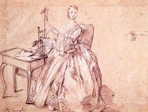 Lady Spinning Thread by Pietro Longhi