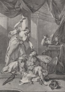 Jael hammering a tent peg into the temple of the sleeping Sisera by Pietro Monaco