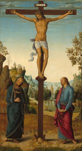 The Crucifixion with the Virgin, Saint John, Saint Jerome, and Saint Mary Magdalene (middle panel) by Pietro Perugino
