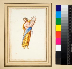 Draped figure beating a drum