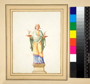 Female figure on pedestal