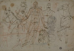 Sketches of Men, Horses, and Decorative Design by Pietro Sorri