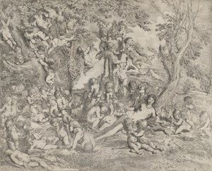 The Garden of Venus Reclining Before a Herm of Pan, ca. 1631-37 by Pietro Testa