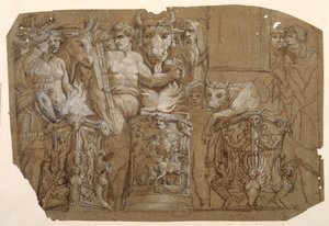 Antique sacrifice and the marriage of Perseus and Andromeda, after Polidoro da Caravaggio by Pietro da Cortona