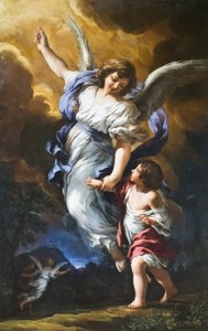 The Guardian Angel by Pietro da (1596 1669) Cortona