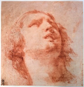 Head Study of a Woman Looking Up by Pietro da Cortona