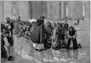 Hungarian pilgrims worshipping relics in the Basilica of St. Peter in Rome