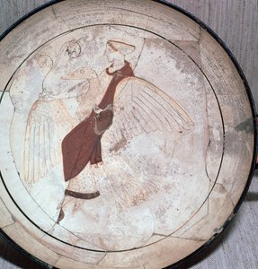 Detail of a kylix showing Aphrodite riding on a goose, 5th century BC