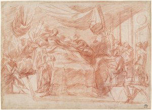 A Deathbed Scene by Polidoro da Caravaggio