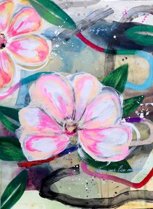 Pink Floral Abstract by Poonam Choudhary