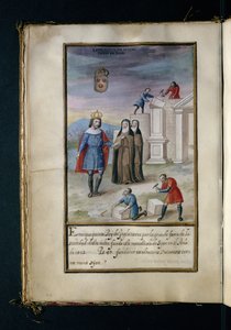 Building the convent at Syon, from a history of the peregrinations of the Syon Nuns, compiled in Lisbon in the early 17th century by Portuguese School
