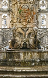 Mythical Atlantes at the Base of an Obelisk, Lamego, Portugal. 1738 by Portuguese School