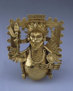 Bell Pendant in the Form of an Eagle Warrior by Pre Columbian