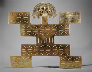 Cast Tumbaga pectoral, from Huaca del Dragon, Caldas, Colombia, Tolima style
