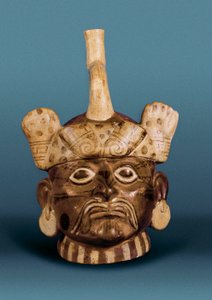 Pre-Columbian Civilization: Ceramic Vase with Portrait, From Peru