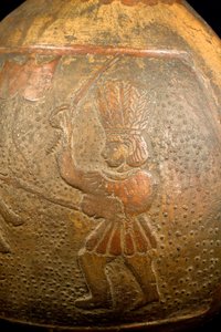 Bottle Depicting a Fight Between a Rider and a Warrior on Foot
