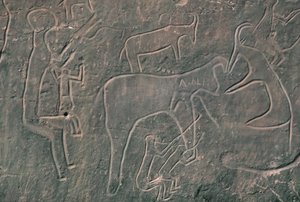 Human Figures and Animals by Prehistoric