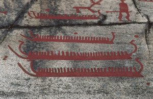 Boats, Fossum rock, Petroglyph of Tanum, Sweden