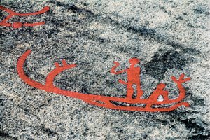 Petroglyphs from Tanoum representing a man on a boat, Rock of Litsleby, Sweden