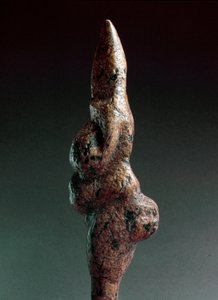 Venus de Savignano, anthropomorphic lithic sculpture found in 1925 in Savignano sul Panaro. Upper Paleolithic, Stone Age. Museo Nazionale Preistorico Etnografico Luigi Pigorini, Rome, Italy