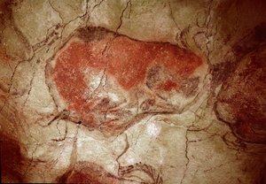 Prehistory: Bison at Rest Rock Painting of the Upper Paleolithic by Prehistoric Prehistoric