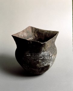 Prehistory: terracotta vase with square opening of the Neolithic age from the Caverna Delle Arene in Candide (Liguria) by Prehistoric Prehistoric