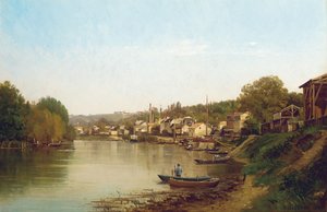 On the Banks of the Seine at Meudon by Prosper Galerne