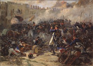 The battle of Smolensk on August 1812, 1956 by Pyotr Ivanovich Zhigimont
