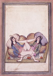 An Erotic Scene, mid 19th century by Qajar School