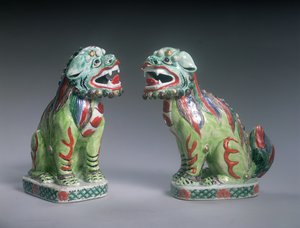 Pair of Famille Verte Lions, Kangxi Period (1662-1722)
