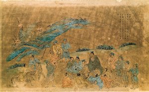 The Chinese Philosopher Confucius Surrounds His Disciples