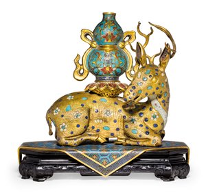 A pair of recumbent deer