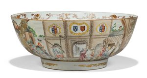 The Gate of Calais Punch Bowl by Qing Dynasty   Qianlong Period Chinese