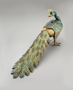 Cloisonné peacock-form censer