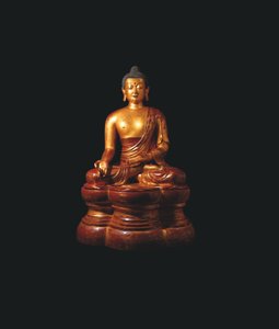 Monumental Imperial Gilt-Lacquered Wood Figure of the Medicine Buddha