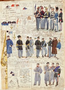 Uniforms and badges of Kingdom of Italy, color plate by Quinto Cenni