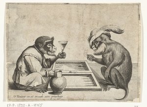 Two Monkeys Playing Backgammon