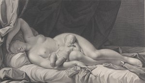 Sleeping Venus with Cupid in her lap by Quirin Mark