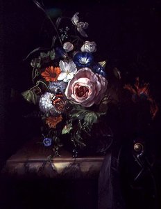 Roses and Other Flowers in a Glass Bowl