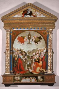 Altarpiece of the Adoration of the Blessed Sacrament, in the Predella: The Last Supper, Saint Sebastian and Saint Roch
