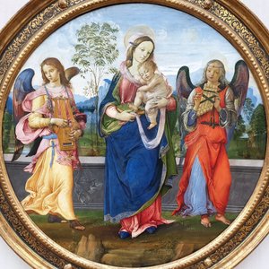 Madonna and Child with Two Angels Playing Music by Raffaellino del Garbo