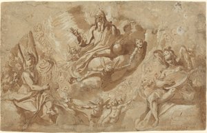 God the Father and Angels on Clouds