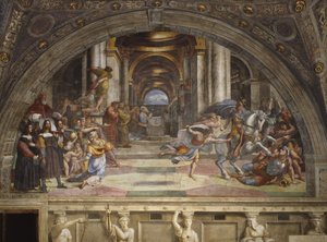 The Expulsion of Heliodorus from the Temple, Stanza di Eliodoro by Raffaello Sanzio Raphael