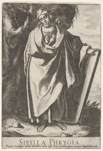 Plate 9: the Phrygian Sibyl holding the top of a tablet with her left hand and pointing