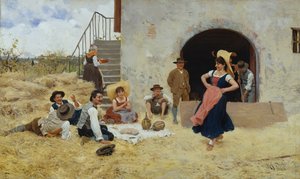 Dance in Farmyard by Raffaello Sorbi